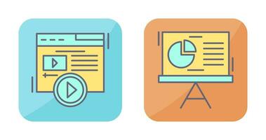 Video Content and Pie Chart Icon vector