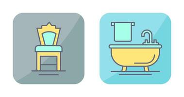 silla y bañera icono vector