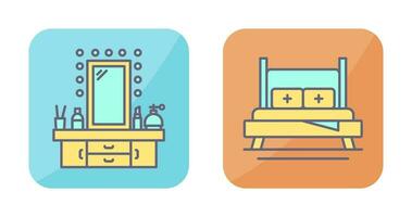 Dressing Table and Bed Icon vector