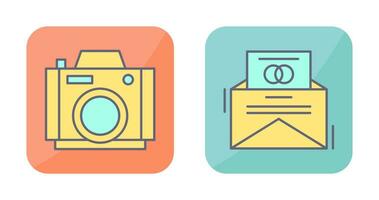 Photo Camera and Invitation Card Icon vector