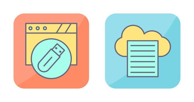 Sheet and Usb Flash Drive Icon vector