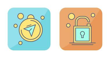 Compass and Open Lock Icon vector