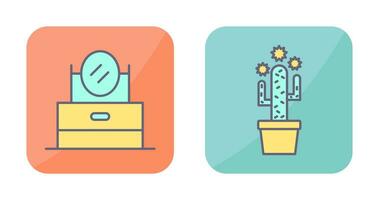 vanity Mirror and Cactus Icon vector