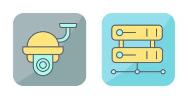 Security Camera and Server Icon vector