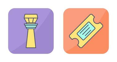 Control Tower and Ticket Icon vector