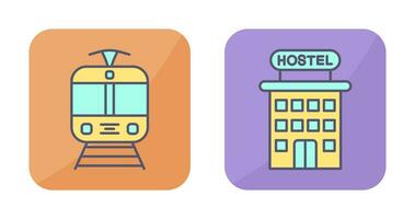 Tram and Hostel Icon vector