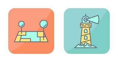 Pin Location and Lighthouse Icon vector