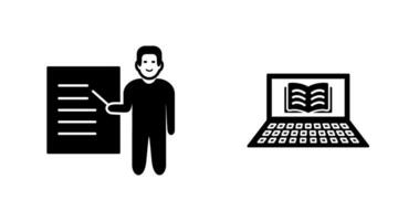 Online Books and Male Presenter Icon vector