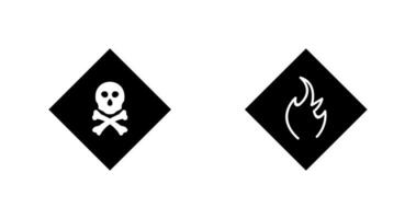 poisonous gas and Danger of flame  Icon vector