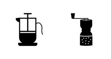 french press and coffee grinder  Icon vector