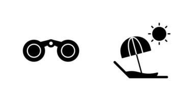 Binoculars and beach Icon vector