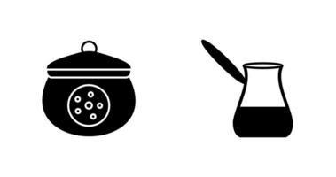 cookie jar and cezve Icon vector