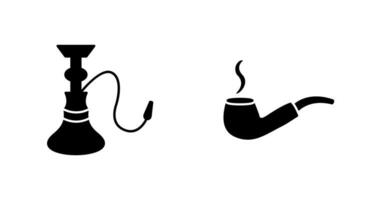 hookah and lit smoking pipe  Icon vector