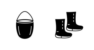 water bucket and boots Icon vector