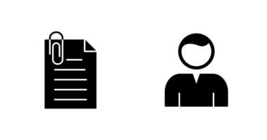 adjunto archivo y usuario icono vector