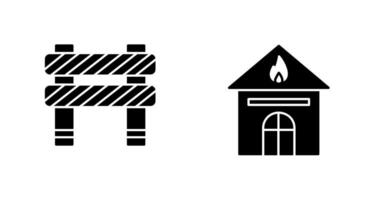 barrier and house on fire Icon vector