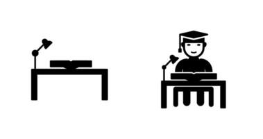 study desk and studying on desk  Icon vector