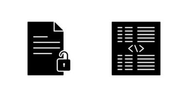 desbloquear documento y pedazo de código icono vector
