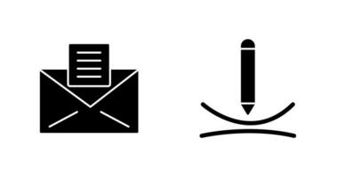 email documents and draw curve Icon vector