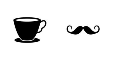 té taza y Bigote icono vector