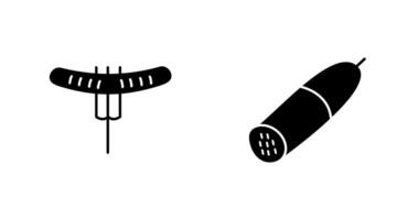 Sausage on Fork and Salami Icon vector