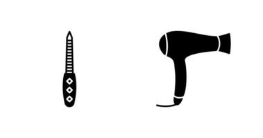 Nail File and Hair Dryer Icon vector