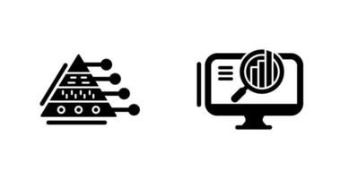 Pyramid Graph and Search Icon vector