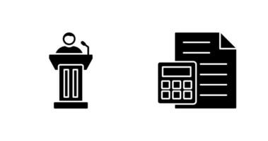 Podium and CalculatorSnack and Money Icon vector