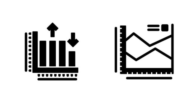 Spline Chart and Bar Graph Icon vector