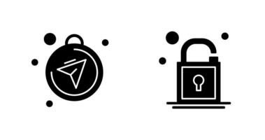 Compass and Open Lock Icon vector