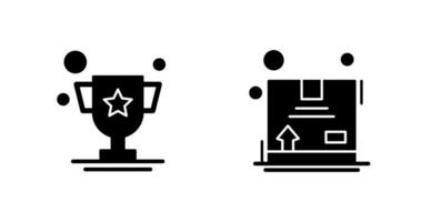 trofeo y caja icono vector