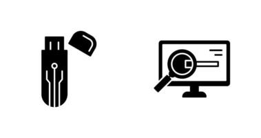 Usb and Search Icon vector