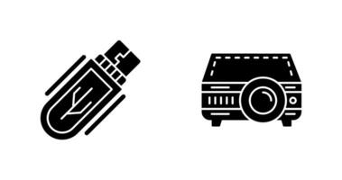 Usb Drive and Projector Icon vector