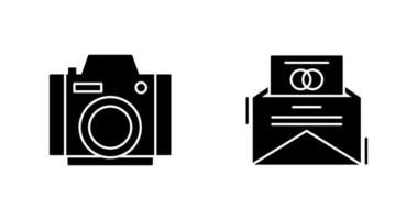 Photo Camera and Invitation Card Icon vector