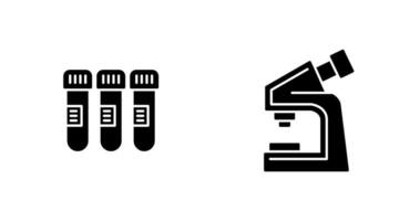 prueba tubo y microscopio icono vector