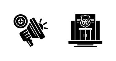 Police Station and Megaphone Icon vector