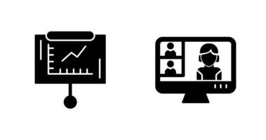 Line Graph and Conference video Call Icon vector