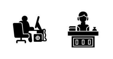 Computer Worker and Office Reception Icon vector