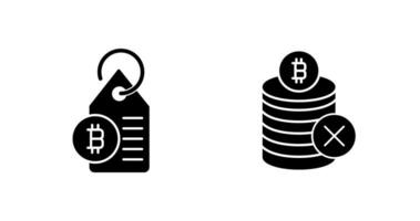 Not Accepted and Bitcoin Label Tag Icon vector