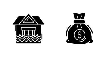 Natural Disaster and Money Bag Icon vector