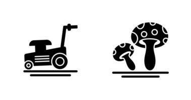 Lawn Mower and Mushroom Icon vector