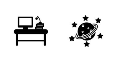 Desktop and Saturn Icon vector