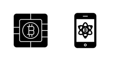 bitcoin chip y móvil icono vector