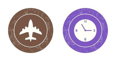 avión y hora icono vector