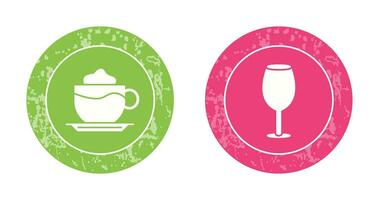 latté y vino vaso icono vector