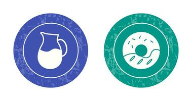 milk jug and cream doughnut  Icon vector