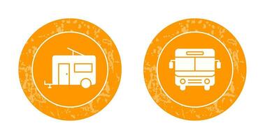 autobús y remolque icono vector