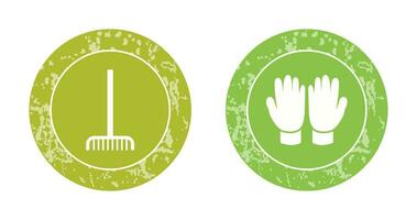 tenedor cosecha hojas y jardinería guantes icono vector