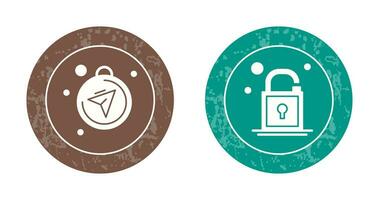 Compass and Open Lock Icon vector