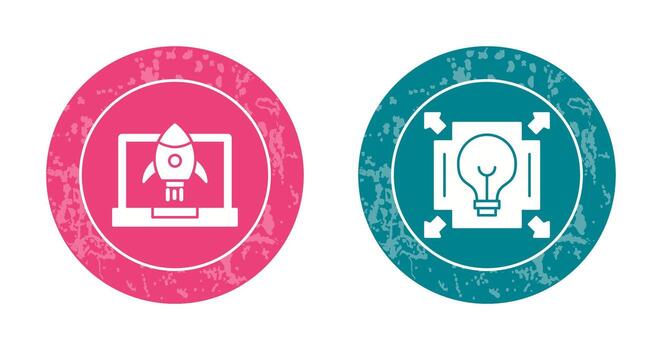 puesta en marcha y difusión icono vector